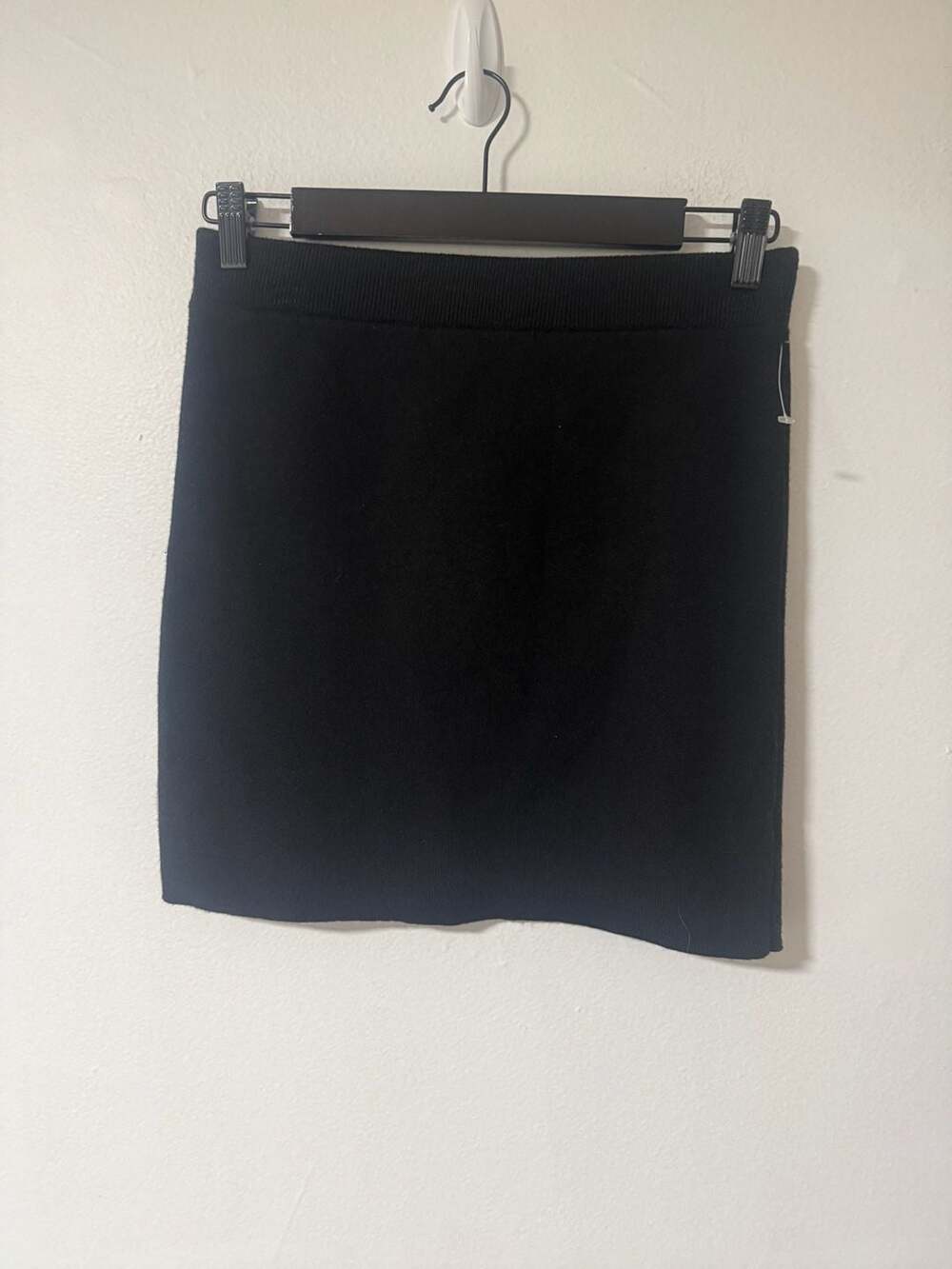 NWOT Altar'd State Knit Mini Skirt Size L Black Ribbed Elastic Waist